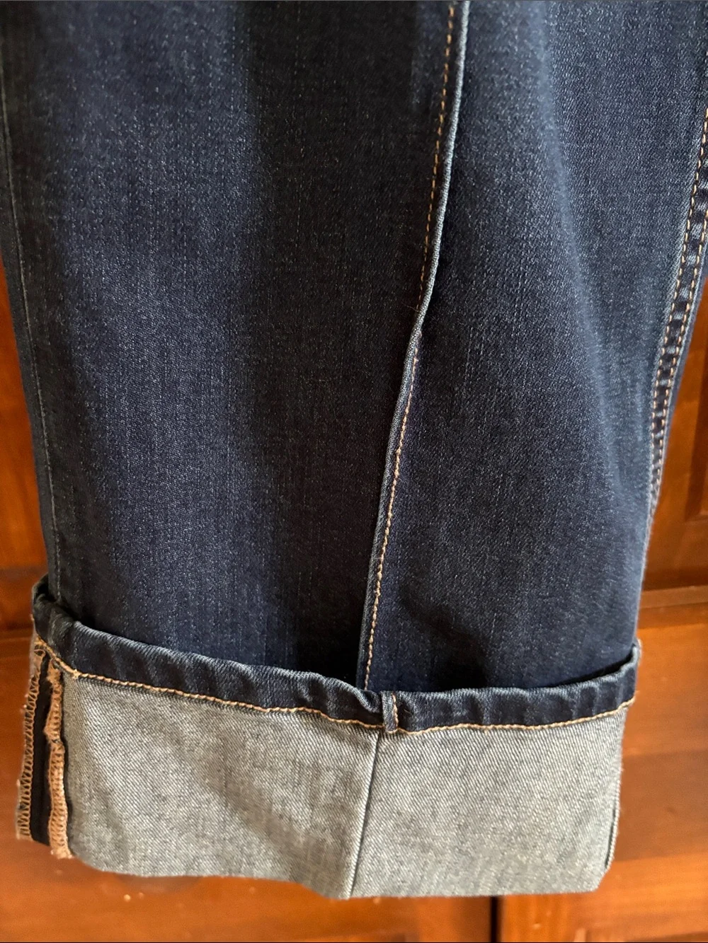Dear John Indigo Boyfriend Jeans with Front Crease and Cuff